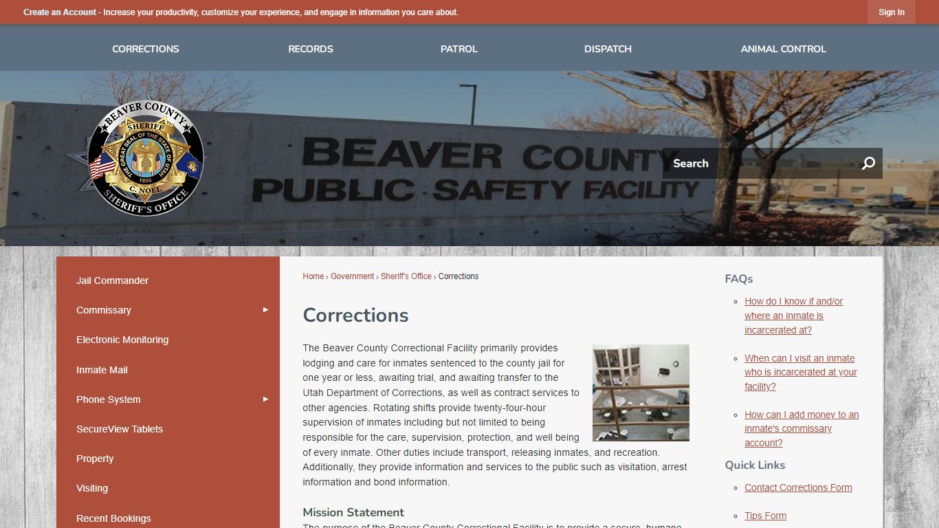 Corrections | Beaver County, UT - Official Website